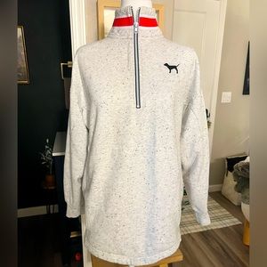 EUC VS Victorias Secret PINK Front Pocket Sweater Marled Grey XS oversized